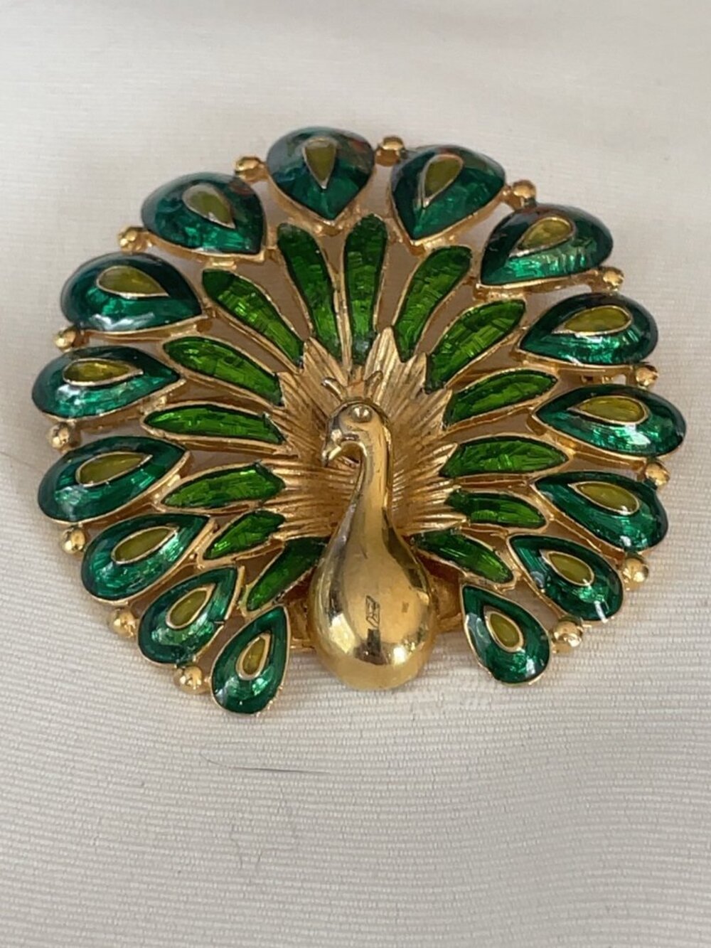 Vintage Peacock Brooch Figural Bird Statement Pin 23g